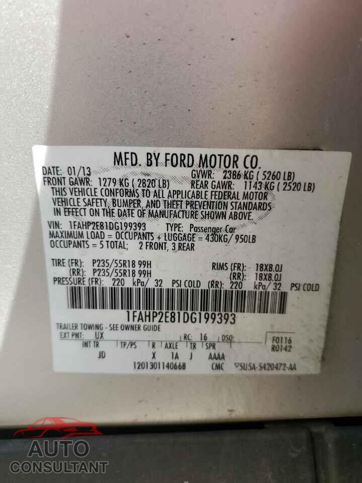 FORD TAURUS 2013 - 1FAHP2E81DG199393