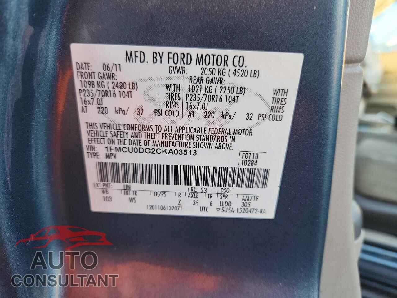 FORD ESCAPE 2012 - 1FMCU0DG2CKA03513