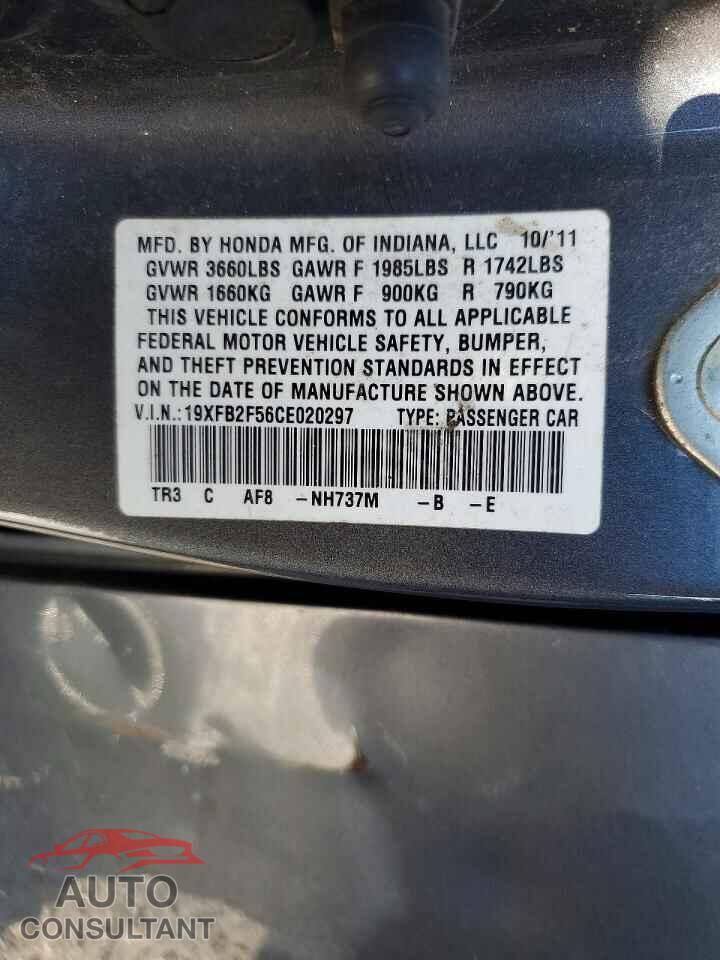 HONDA CIVIC 2012 - 19XFB2F56CE020297