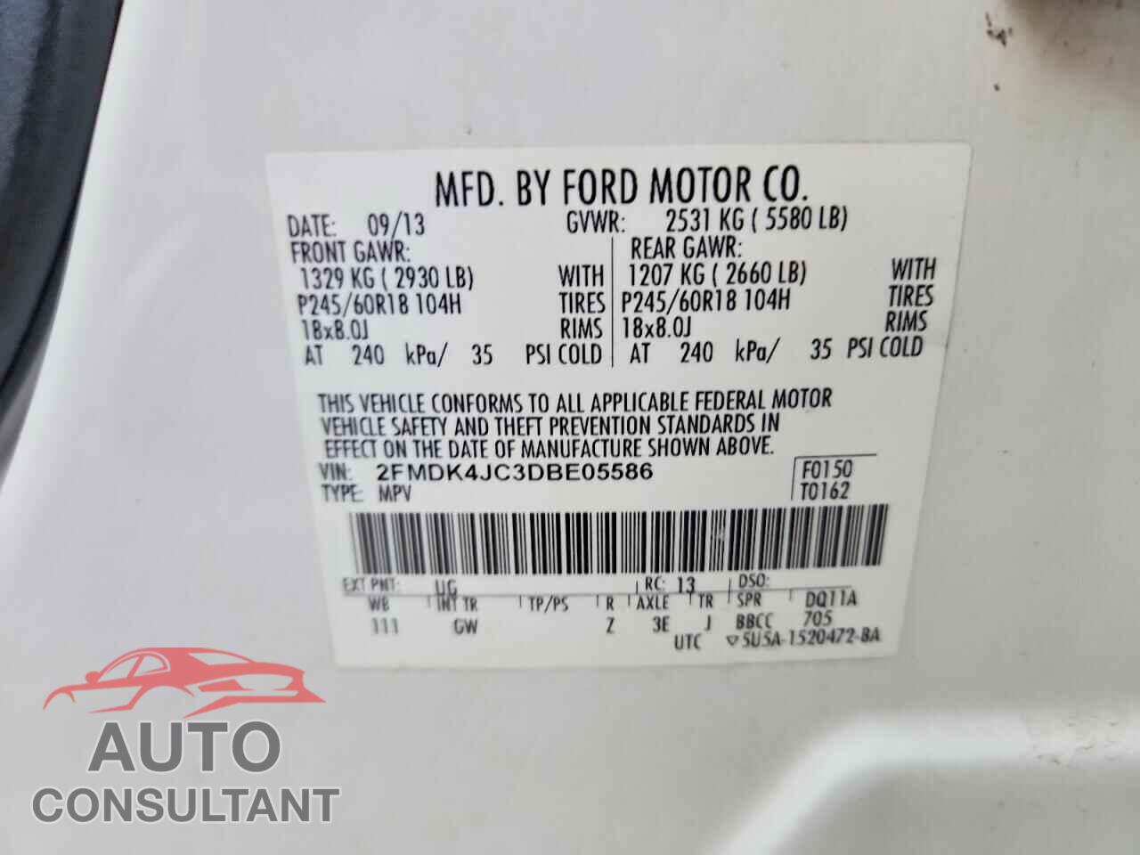 FORD EDGE 2013 - 2FMDK4JC3DBE05586