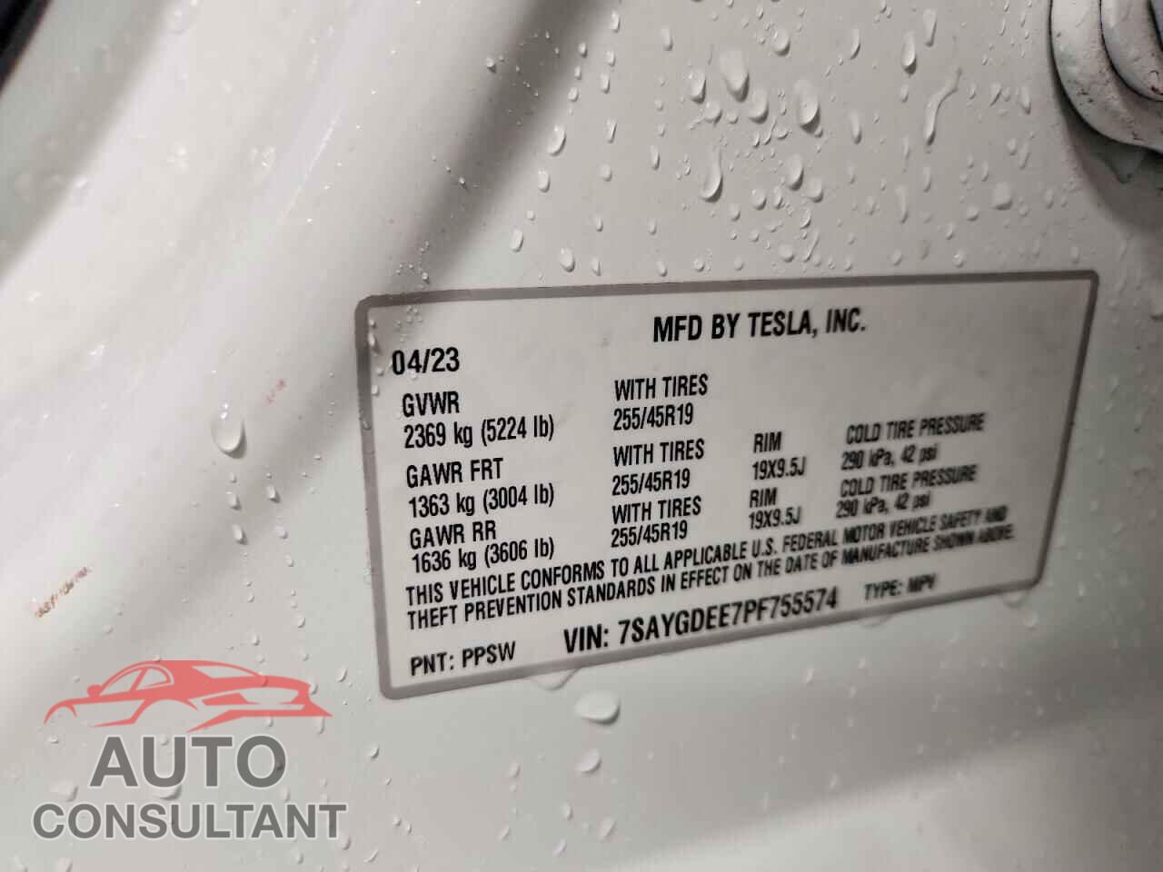 TESLA MODEL Y 2023 - 7SAYGDEE7PF755574
