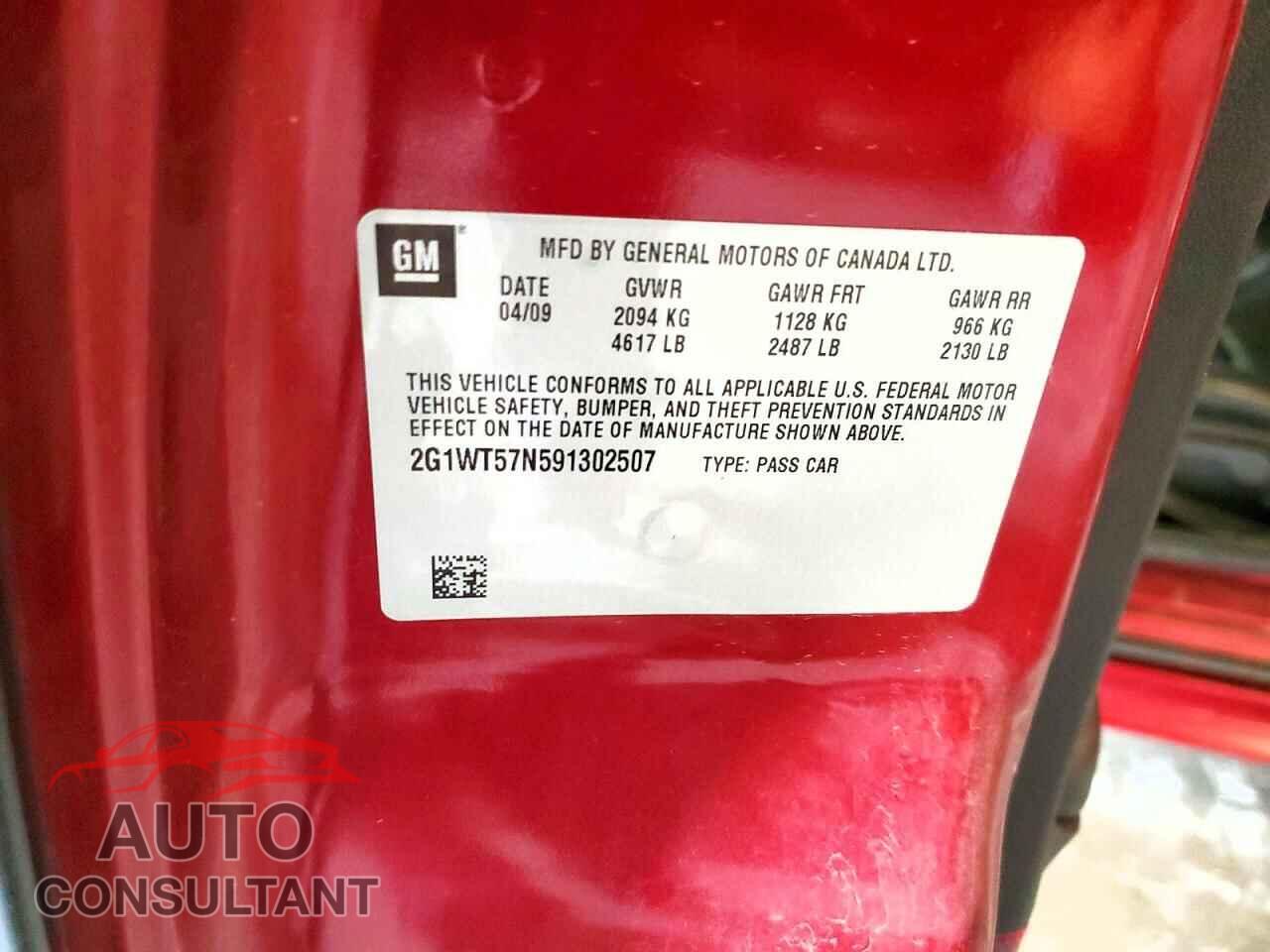 CHEVROLET IMPALA 2009 - 2G1WT57N591302507