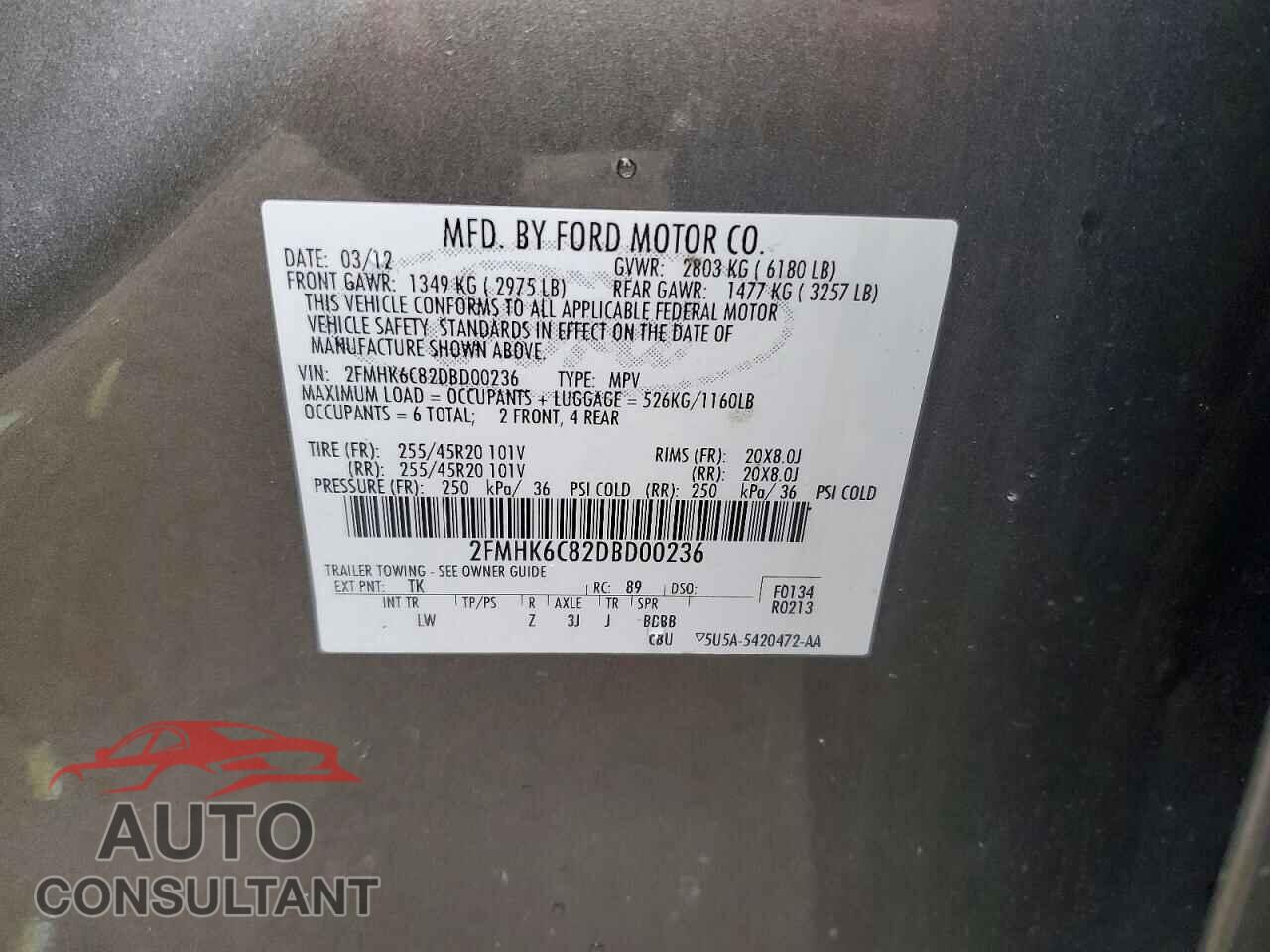 FORD FLEX 2013 - 2FMHK6C82DBD00236