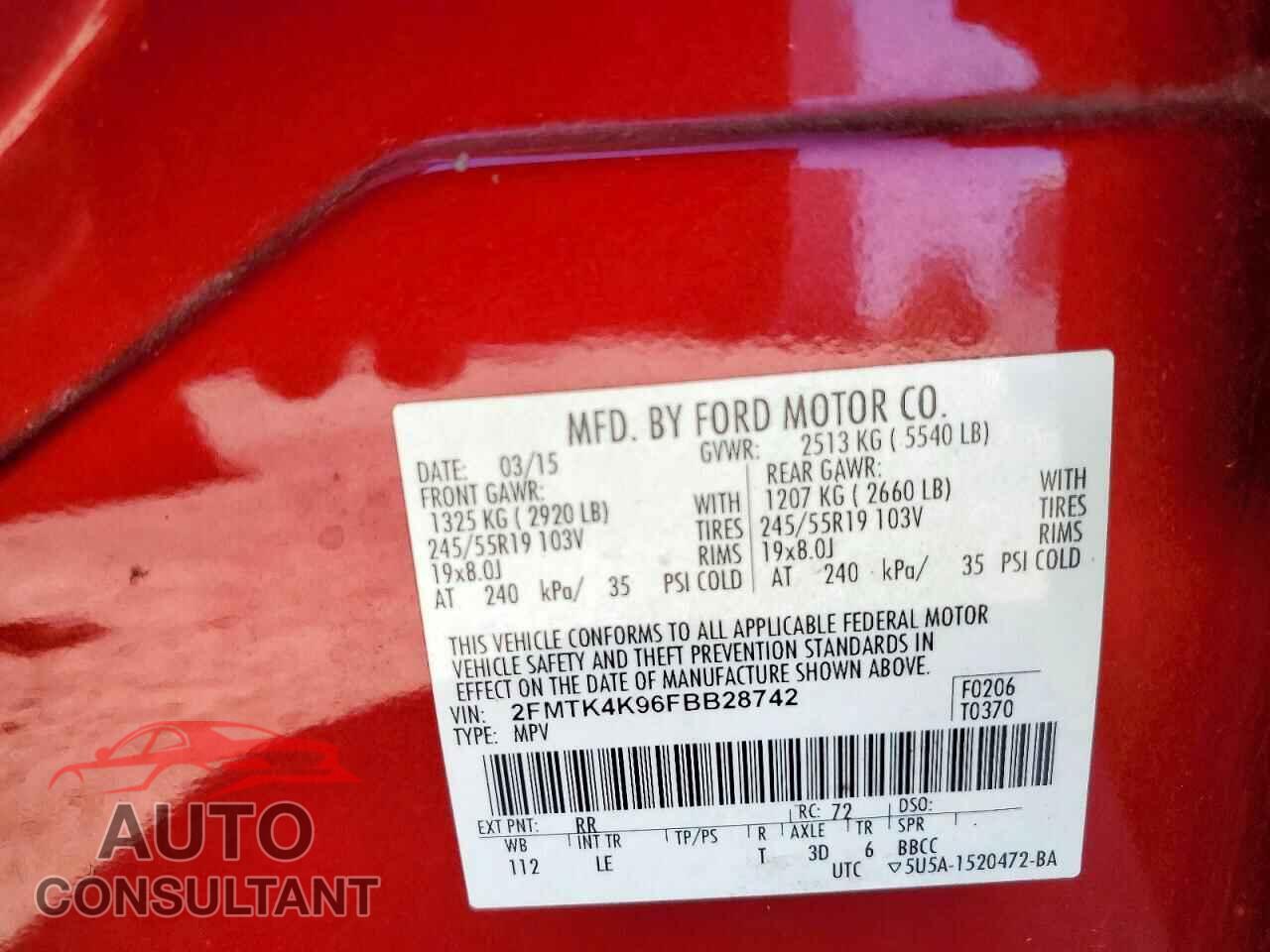 FORD EDGE 2015 - 2FMTK4K96FBB28742