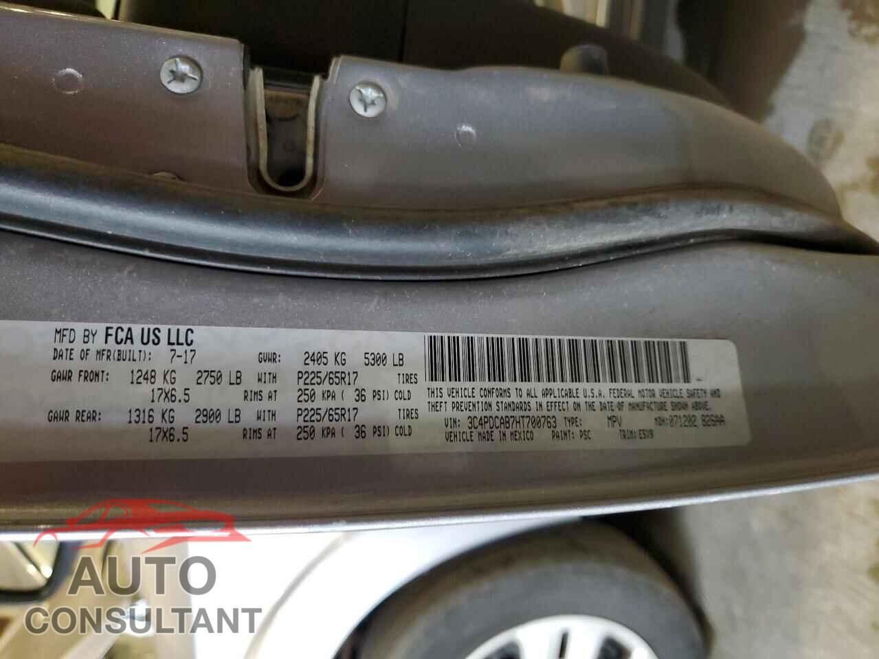 DODGE JOURNEY 2017 - 3C4PDCAB7HT700763