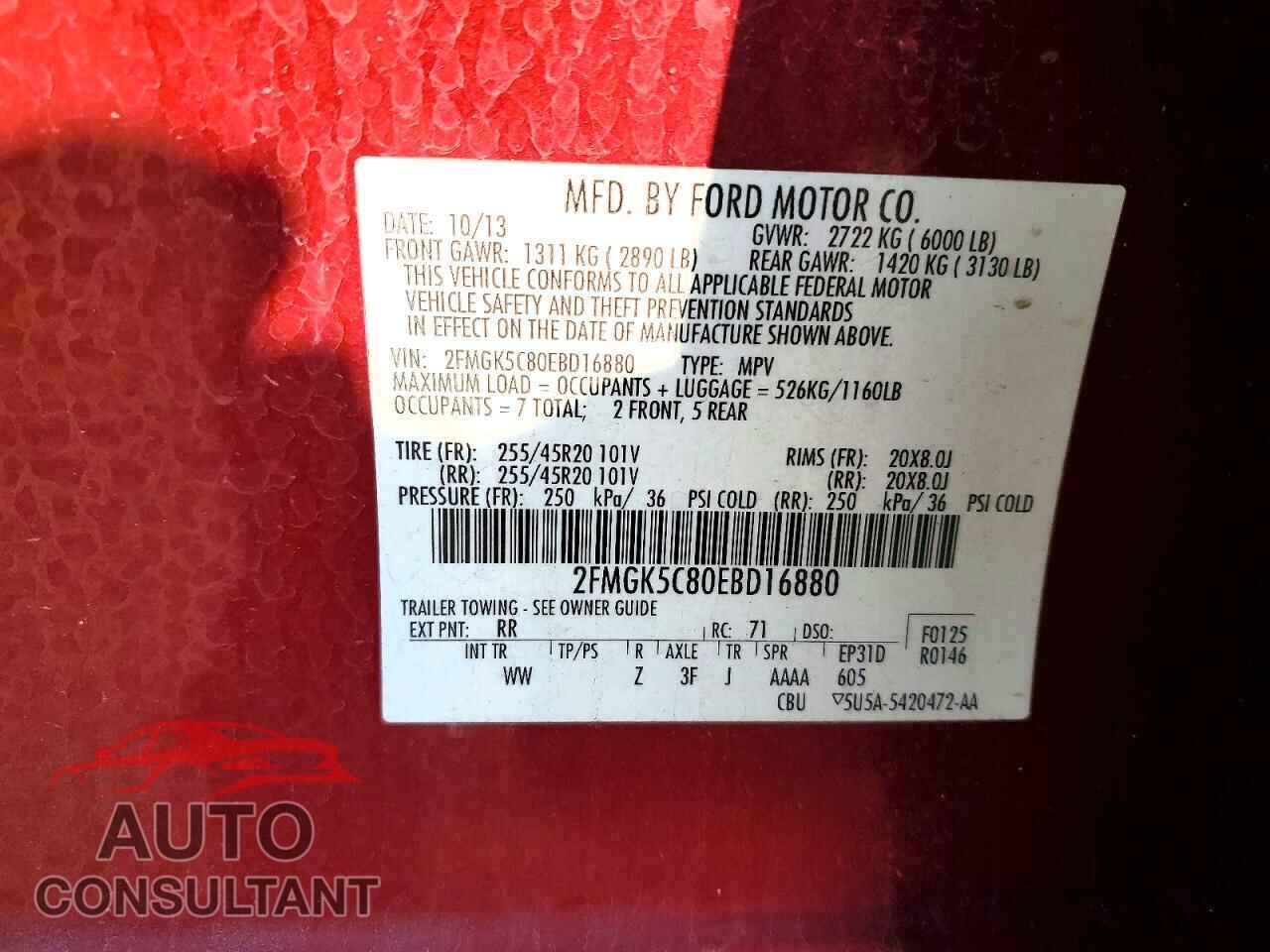 FORD FLEX 2014 - 2FMGK5C80EBD16880