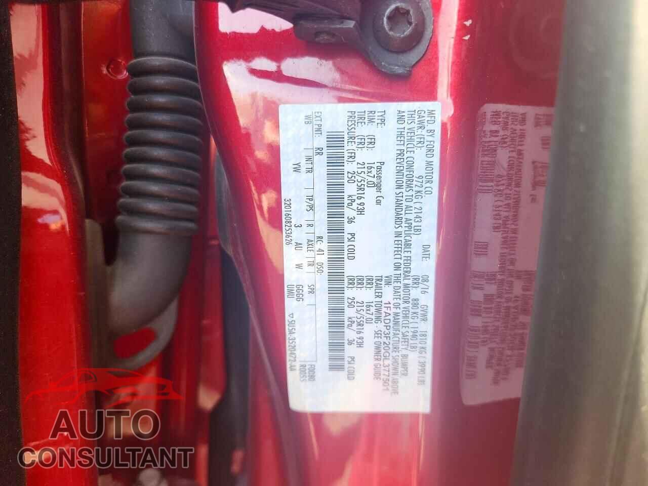 FORD FOCUS 2016 - 1FADP3F20GL377501
