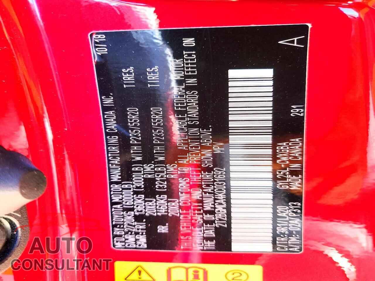 LEXUS RX450 2019 - 2T2BGMCA4KC031692