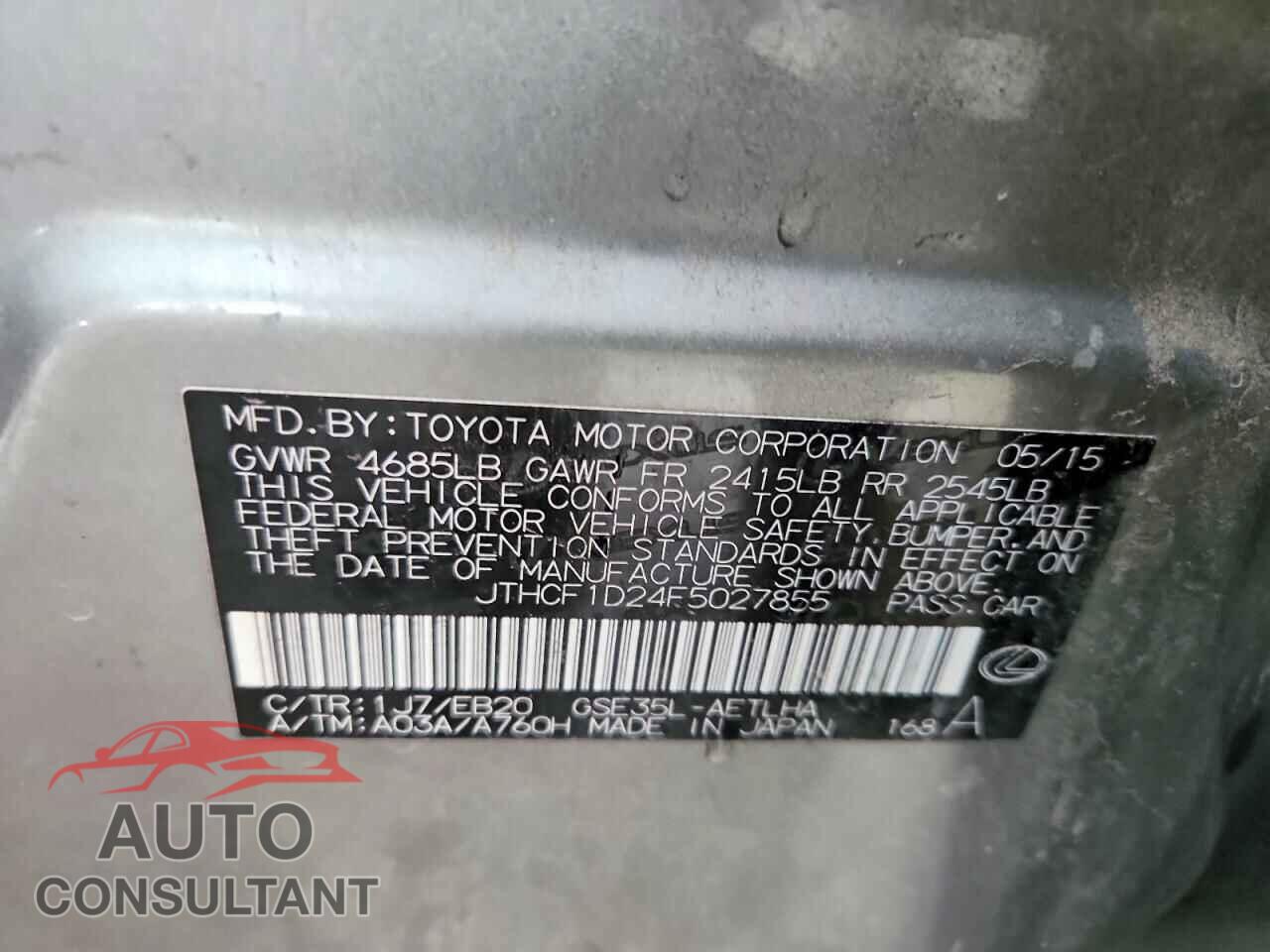 LEXUS IS 2015 - JTHCF1D24F5027855