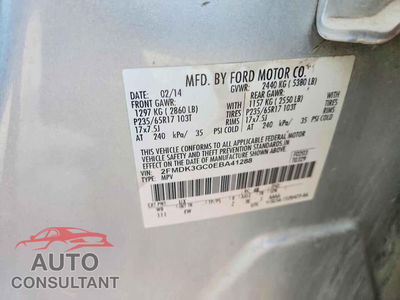 FORD EDGE 2014 - 2FMDK3GC0EBA41288