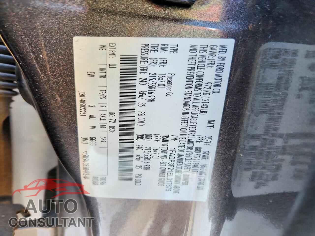 FORD FOCUS 2014 - 1FADP3F21EL317675
