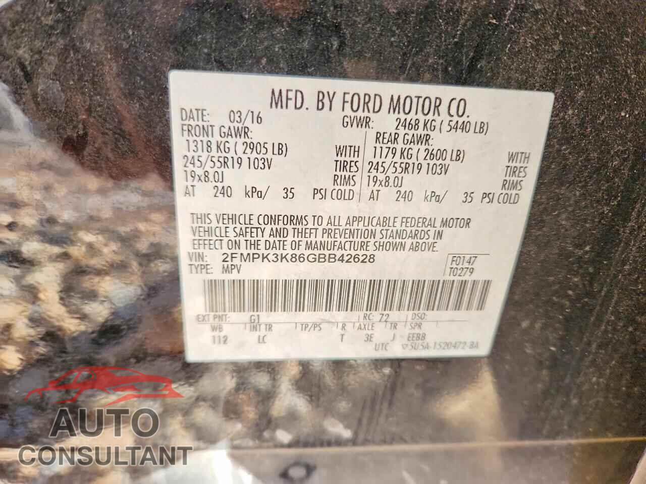 FORD EDGE 2016 - 2FMPK3K86GBB42628