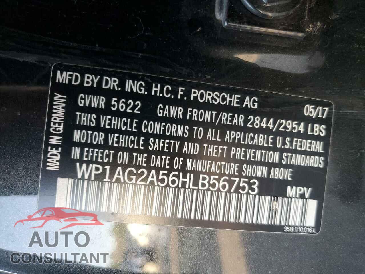 PORSCHE MACAN 2017 - WP1AG2A56HLB56753
