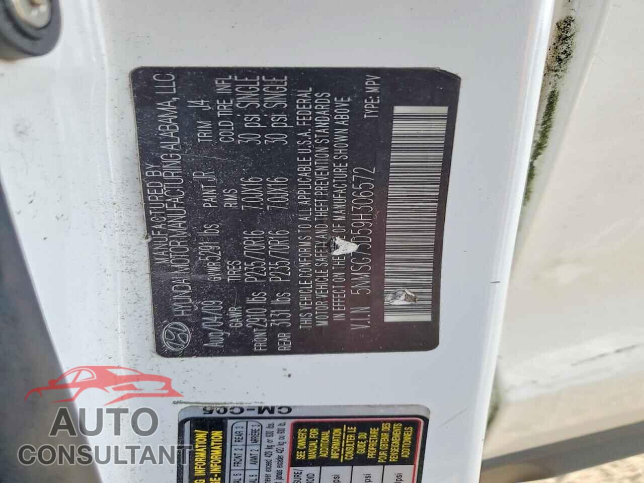 HYUNDAI SANTA FE 2009 - 5NMSG73D59H306572