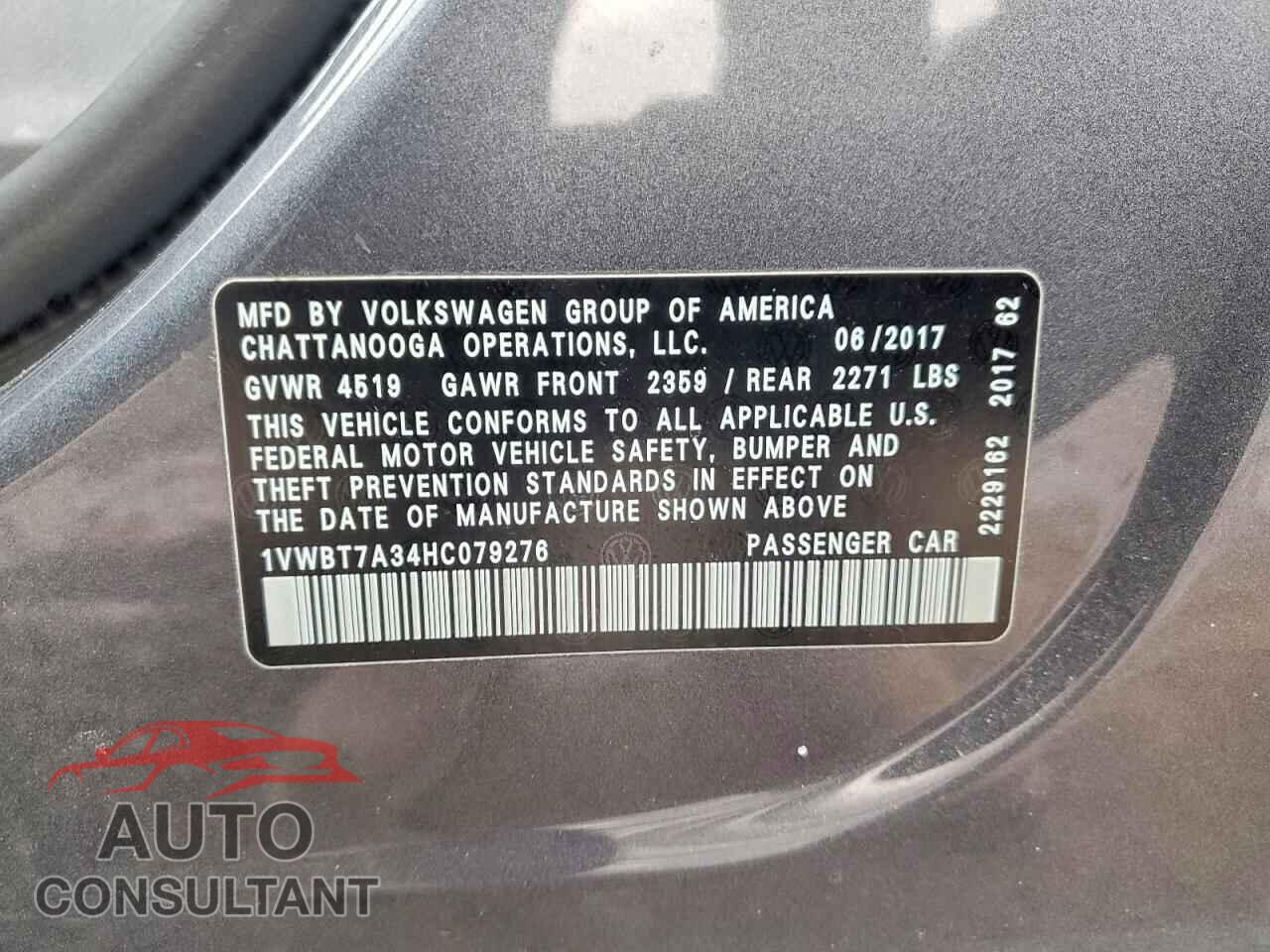 VOLKSWAGEN PASSAT 2017 - 1VWBT7A34HC079276