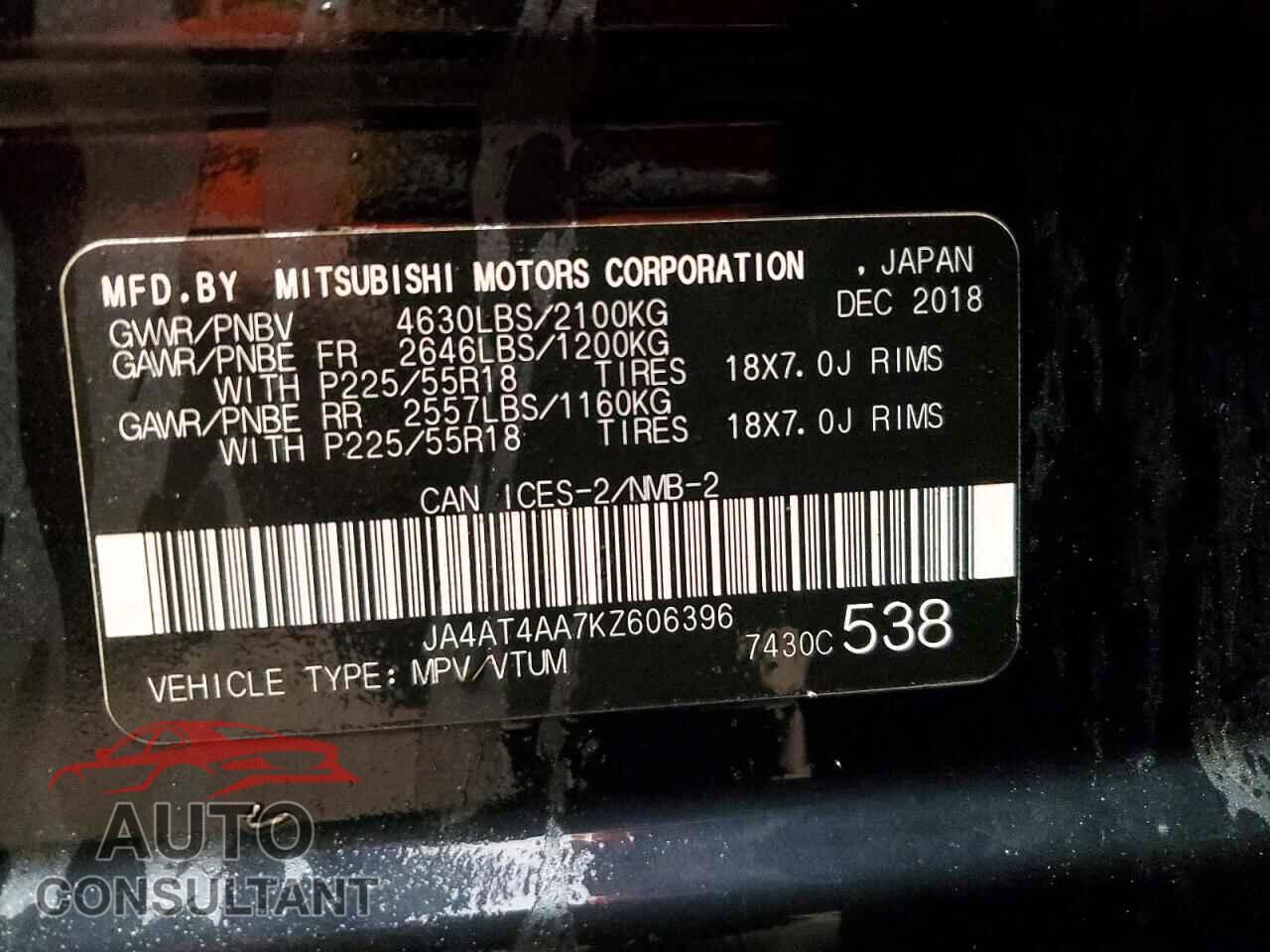 MITSUBISHI ECLIPSE 2019 - JA4AT4AA7KZ606396