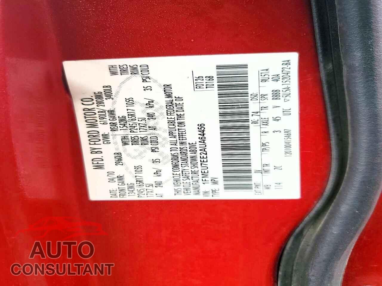 FORD EXPLORER 2010 - 1FMEU7EE2AUA64456