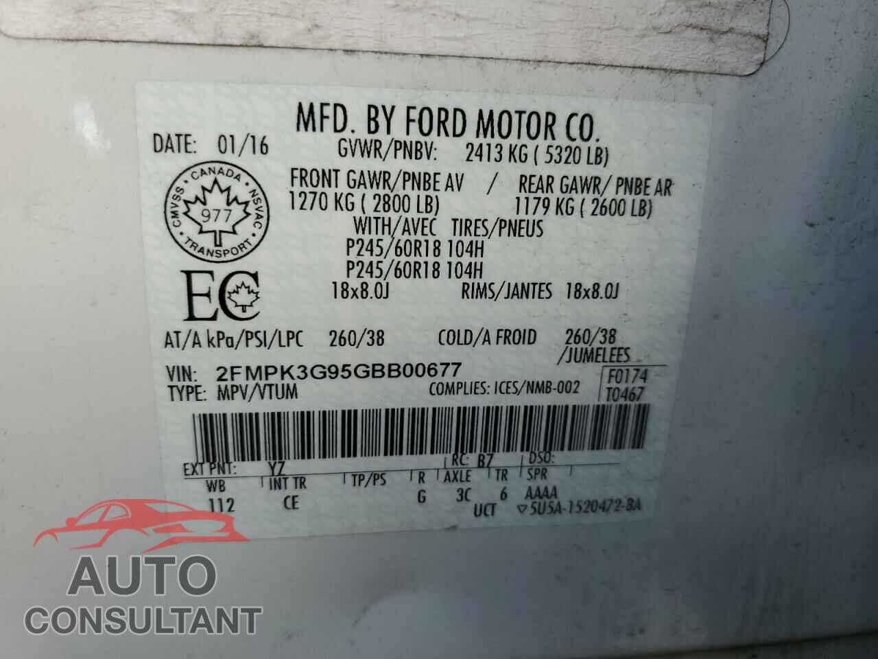 FORD EDGE 2016 - 2FMPK3G95GBB00677