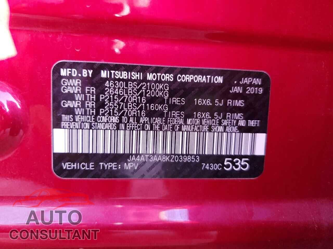 MITSUBISHI ECLIPSE 2019 - JA4AT3AA8KZ039853