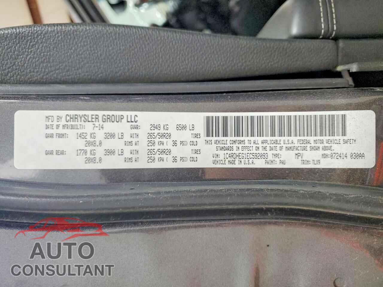 DODGE DURANGO 2014 - 1C4RDHEG1EC592093