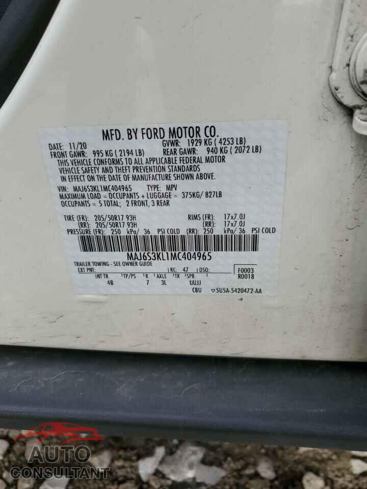 FORD ECOSPORT 2021 - MAJ6S3KL1MC404965