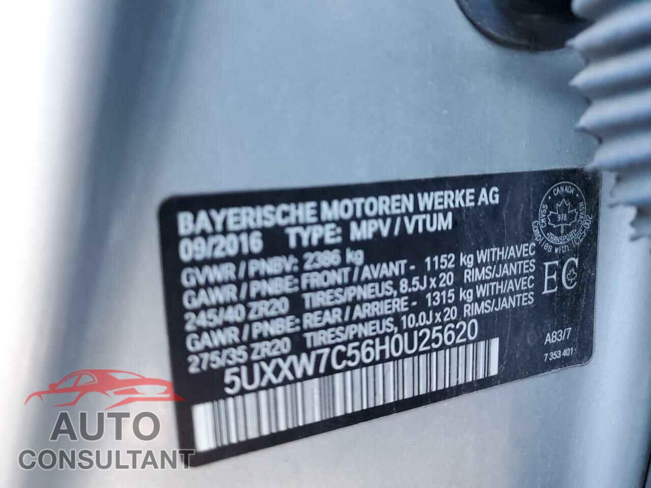 BMW X4 2017 - 5UXXW7C56H0U25620