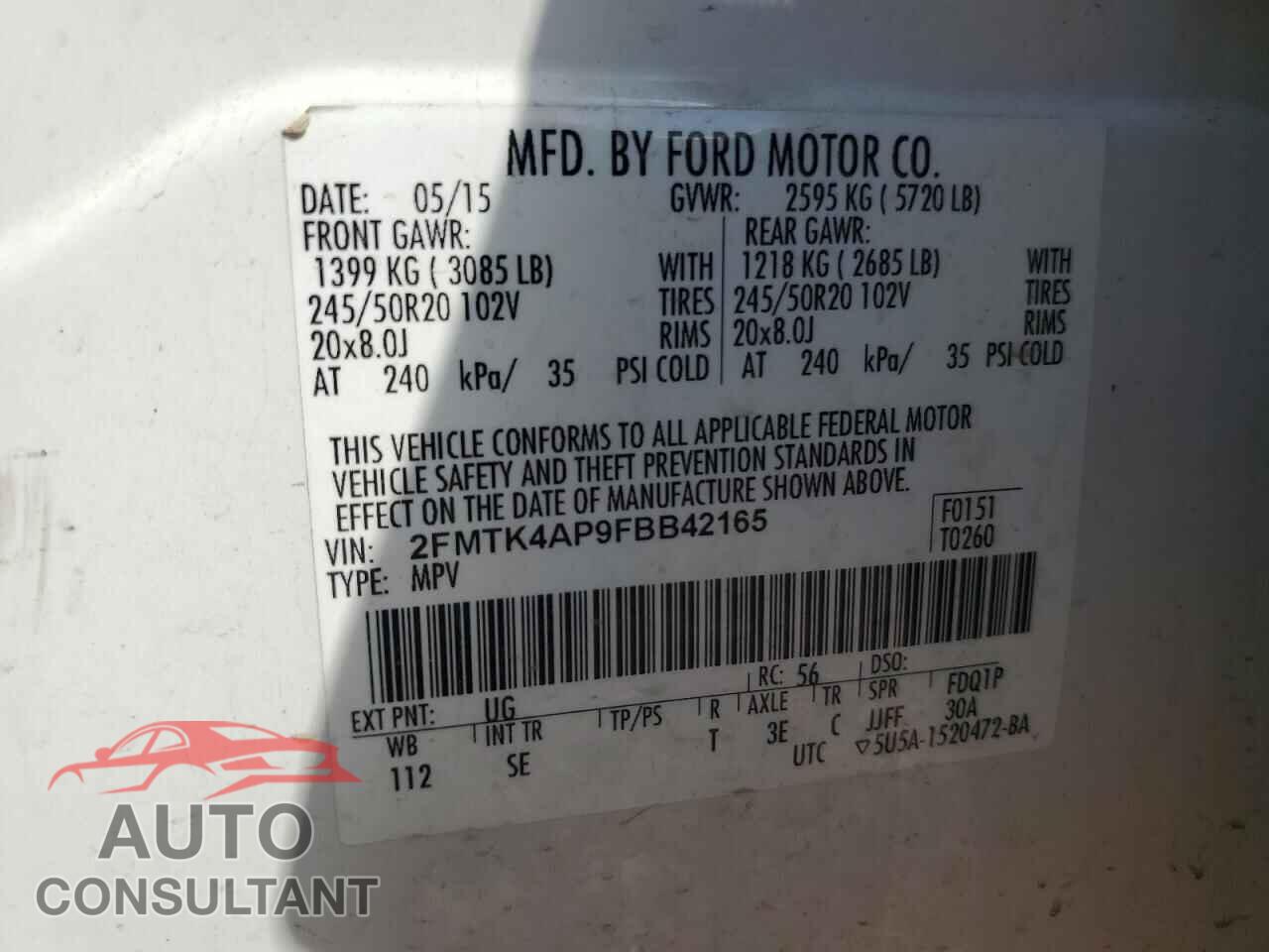 FORD EDGE 2015 - 2FMTK4AP9FBB42165