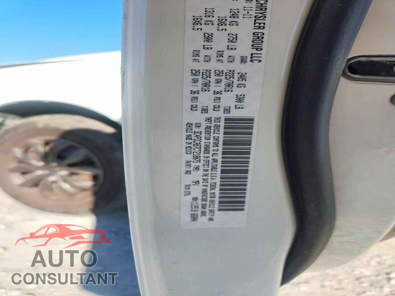DODGE JOURNEY 2012 - 3C4PDCAB7CT218075