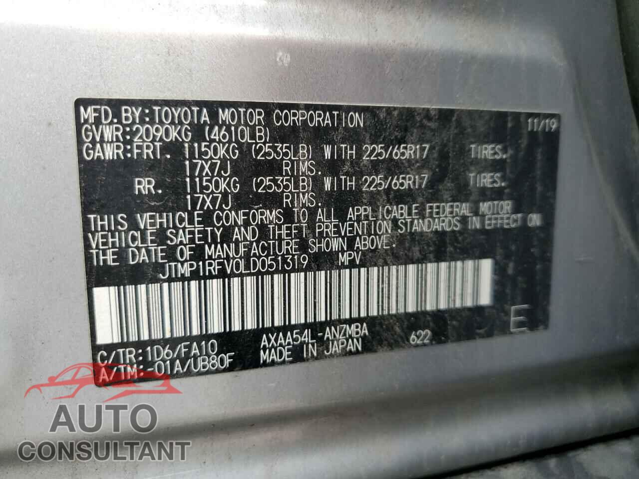 TOYOTA RAV4 2020 - JTMP1RFV0LD051319