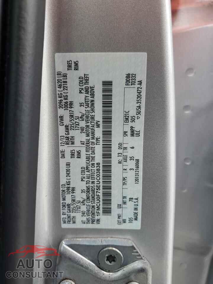 FORD ESCAPE 2014 - 1FMCU0F75EUC03838
