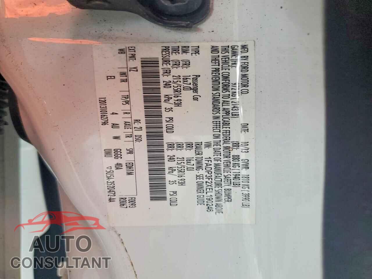 FORD FOCUS 2014 - 1FADP3F2XEL190246