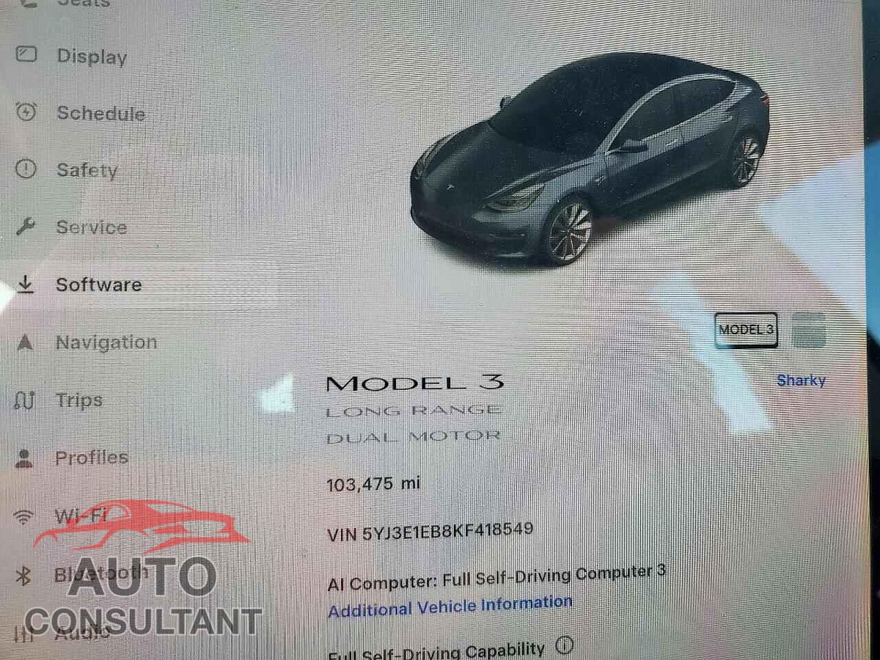 TESLA MODEL 3 2019 - 5YJ3E1EB8KF418549
