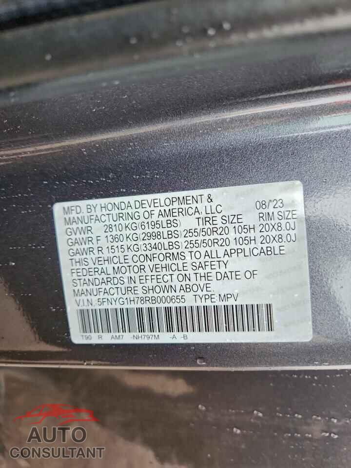 HONDA PILOT 2024 - 5FNYG1H78RB000655
