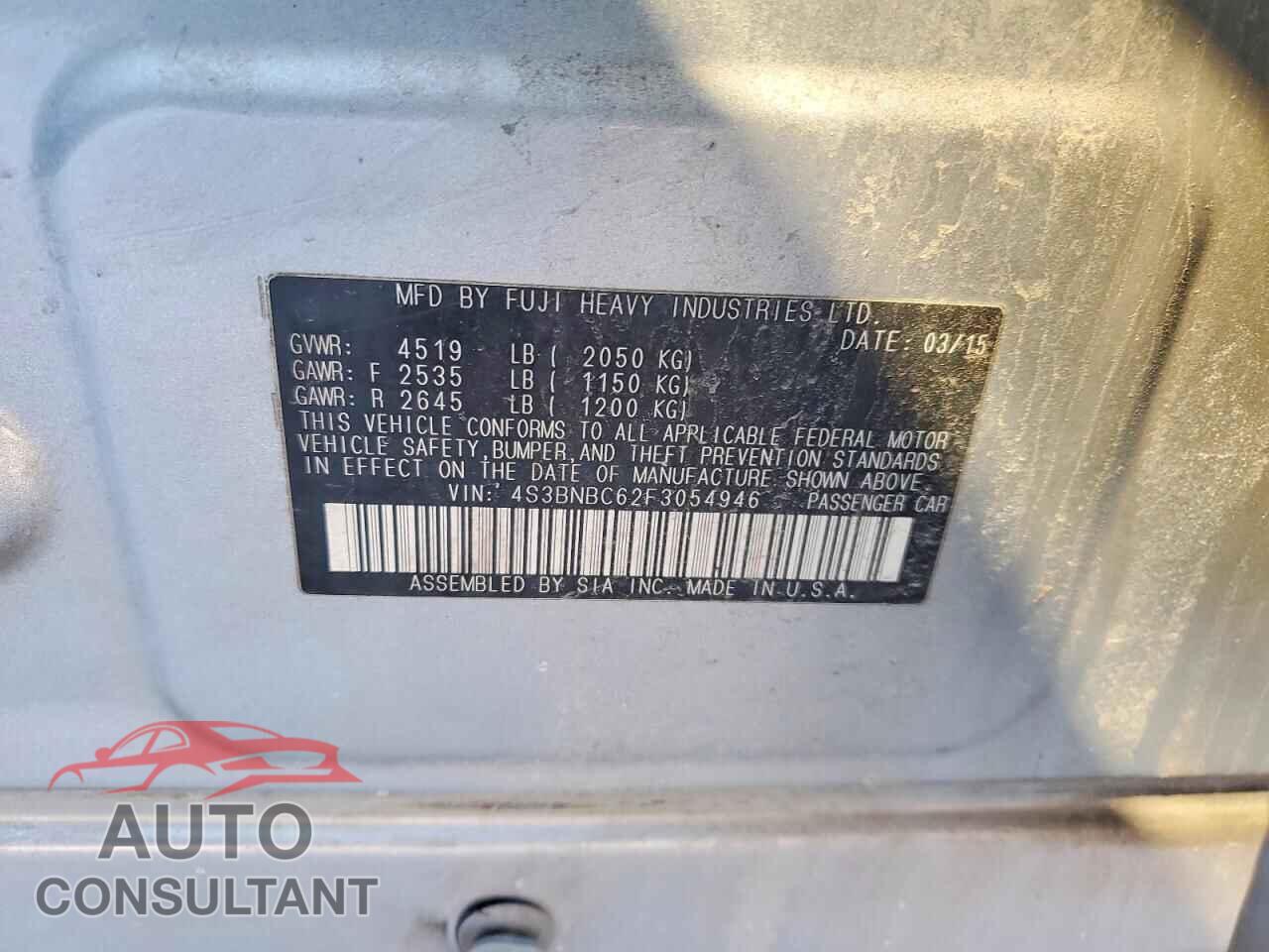 SUBARU LEGACY 2015 - 4S3BNBC62F3054946
