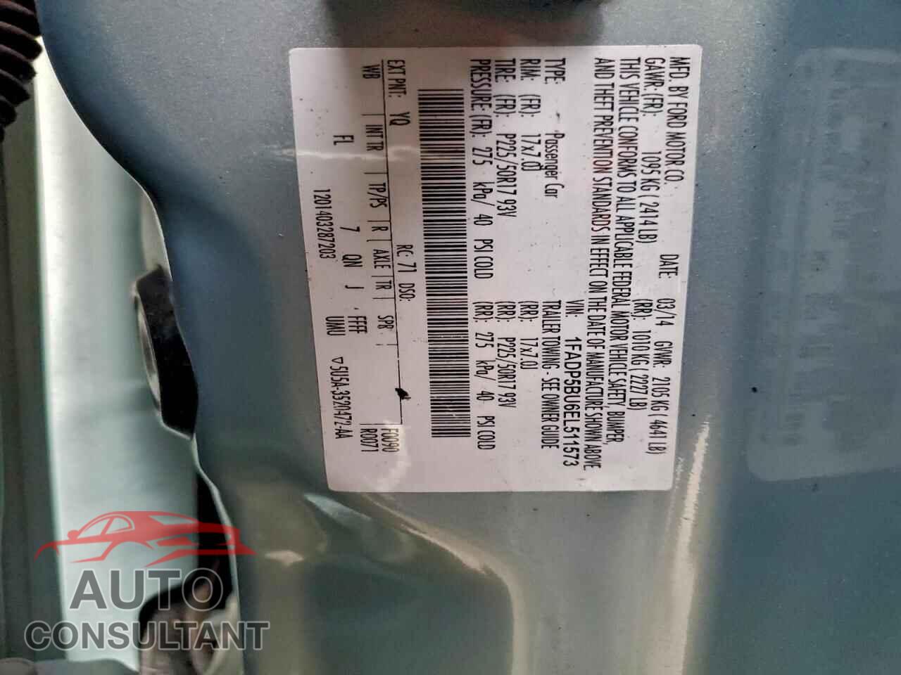 FORD CMAX 2014 - 1FADP5BU6EL511573