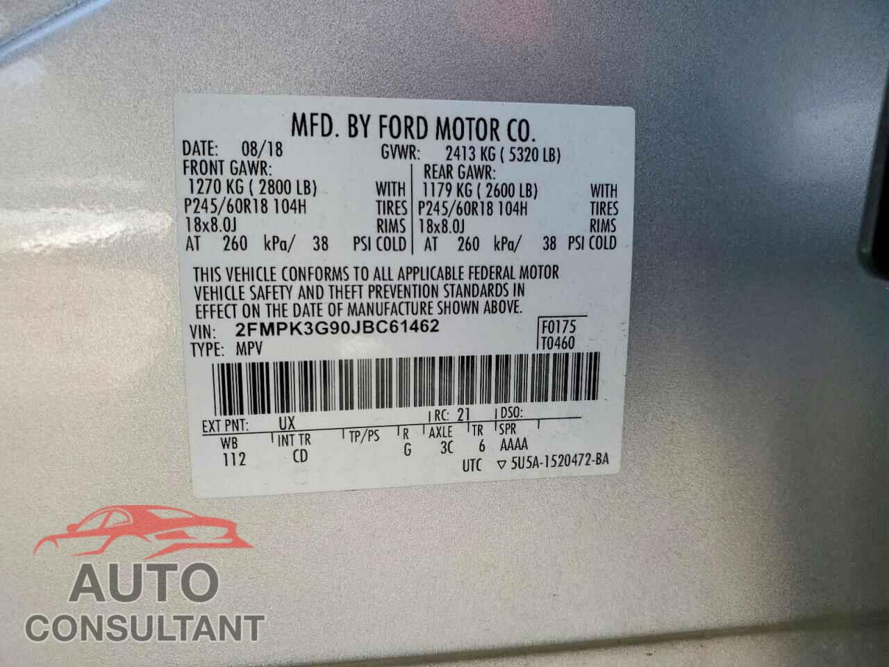 FORD EDGE 2018 - 2FMPK3G90JBC61462
