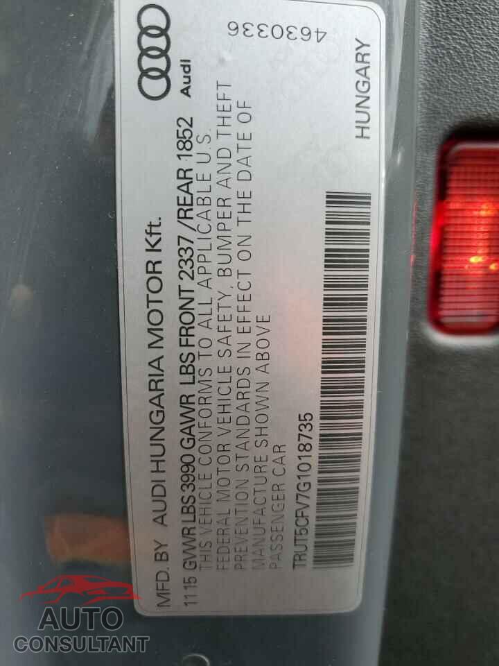 AUDI TT 2016 - TRUT5CFV7G1018735