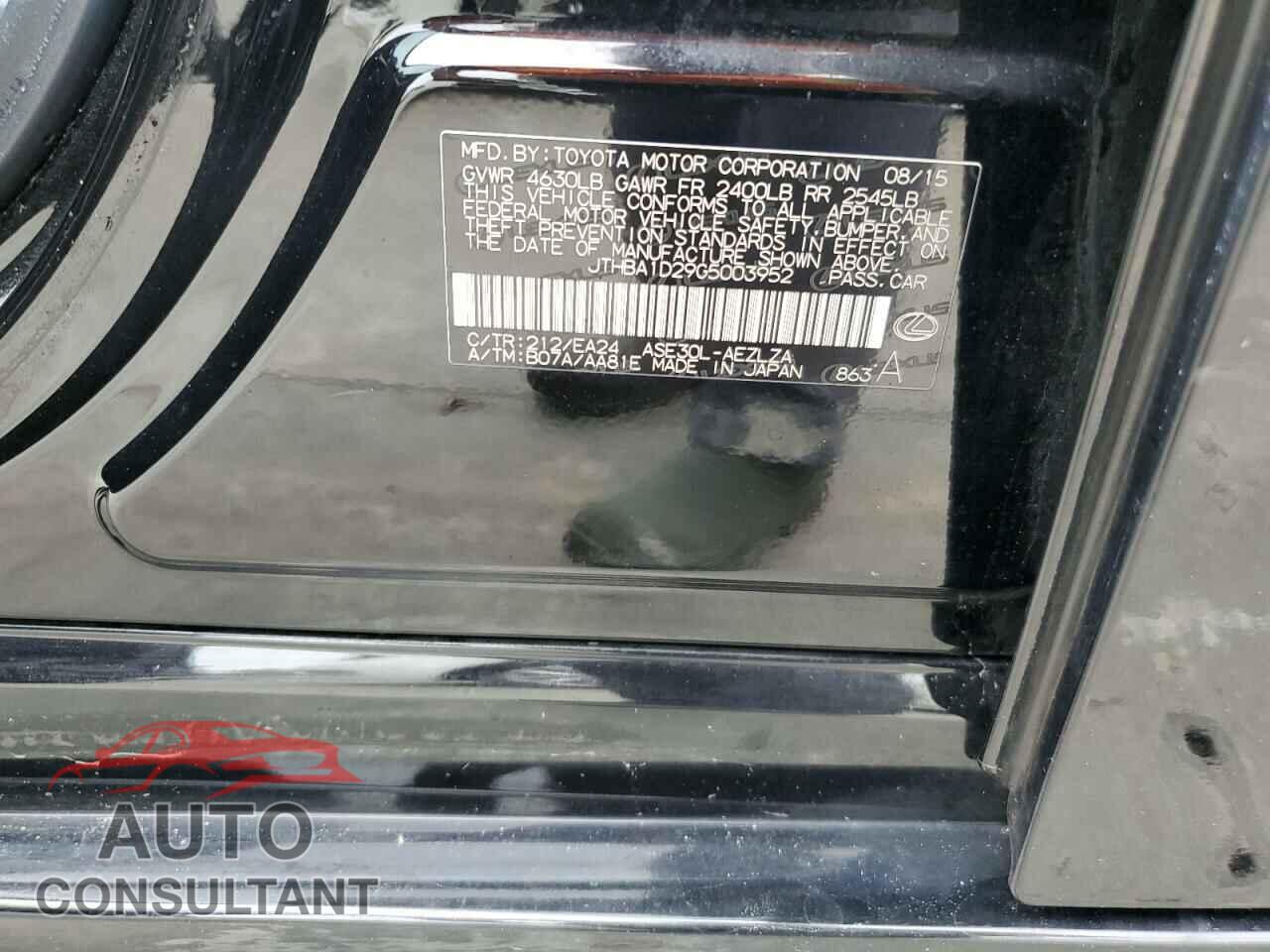 LEXUS IS 2016 - JTHBA1D29G5003952