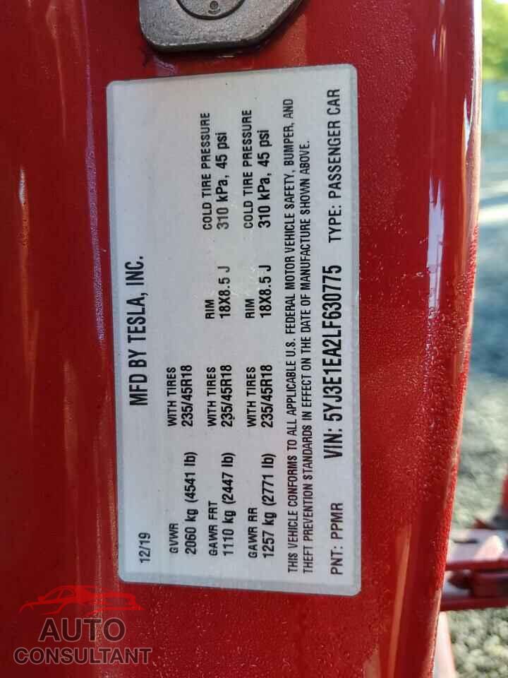 TESLA MODEL 3 2020 - 5YJ3E1EA2LF630775