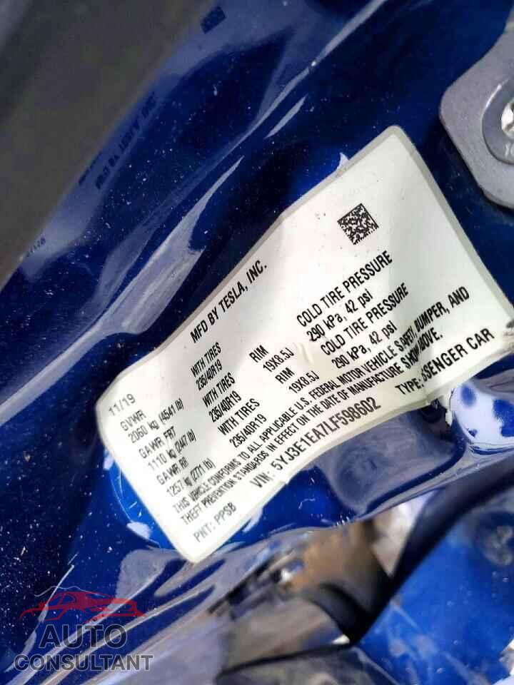 TESLA MODEL 3 2020 - 5YJ3E1EA7LF598602