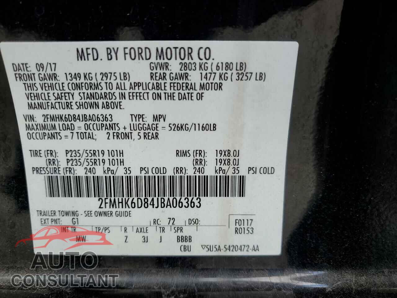 FORD FLEX 2018 - 2FMHK6D84JBA06363