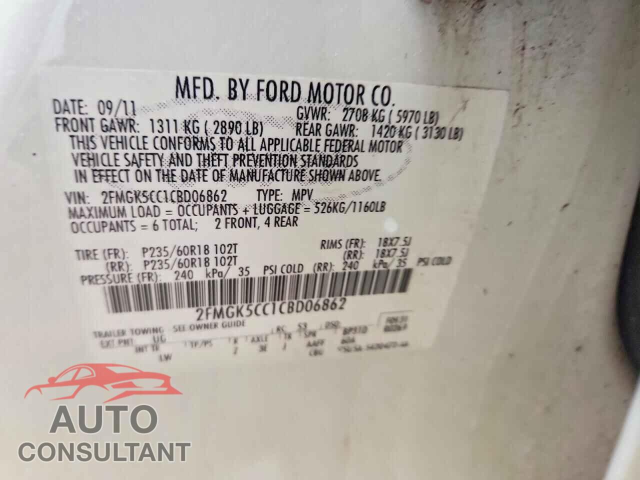 FORD FLEX 2012 - 2FMGK5CC1CBD06862
