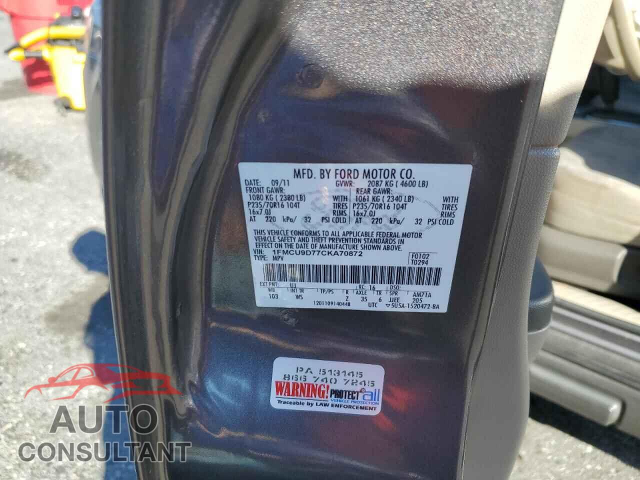 FORD ESCAPE 2012 - 1FMCU9D77CKA70872