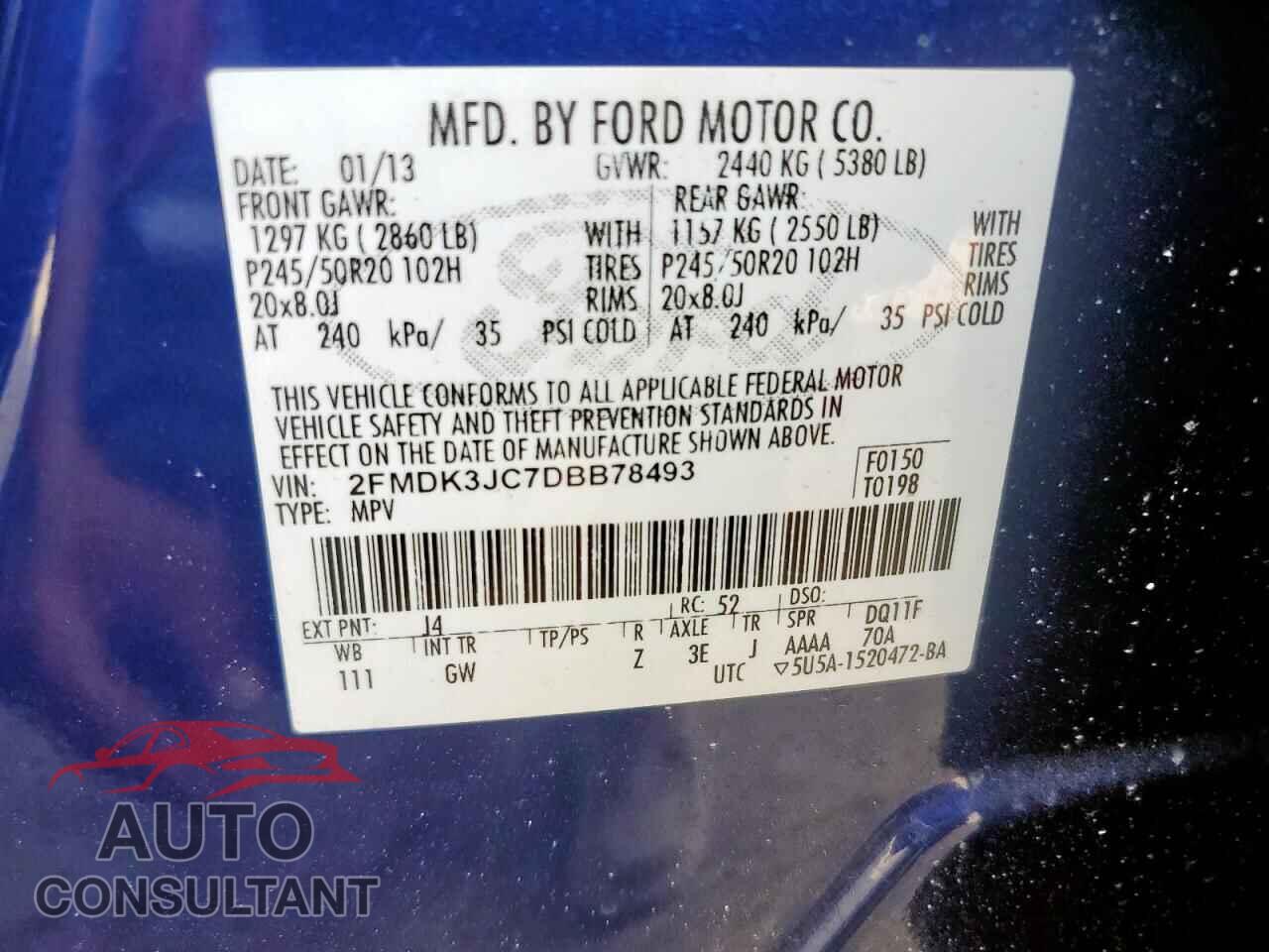 FORD EDGE 2013 - 2FMDK3JC7DBB78493