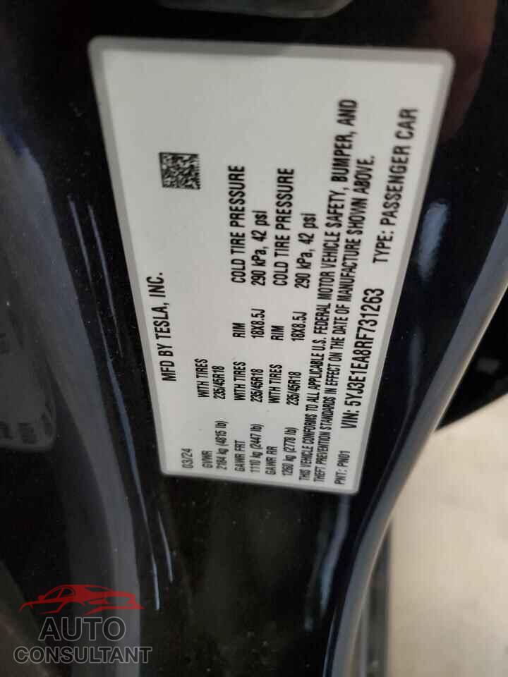 TESLA MODEL 3 2024 - 5YJ3E1EA8RF731263