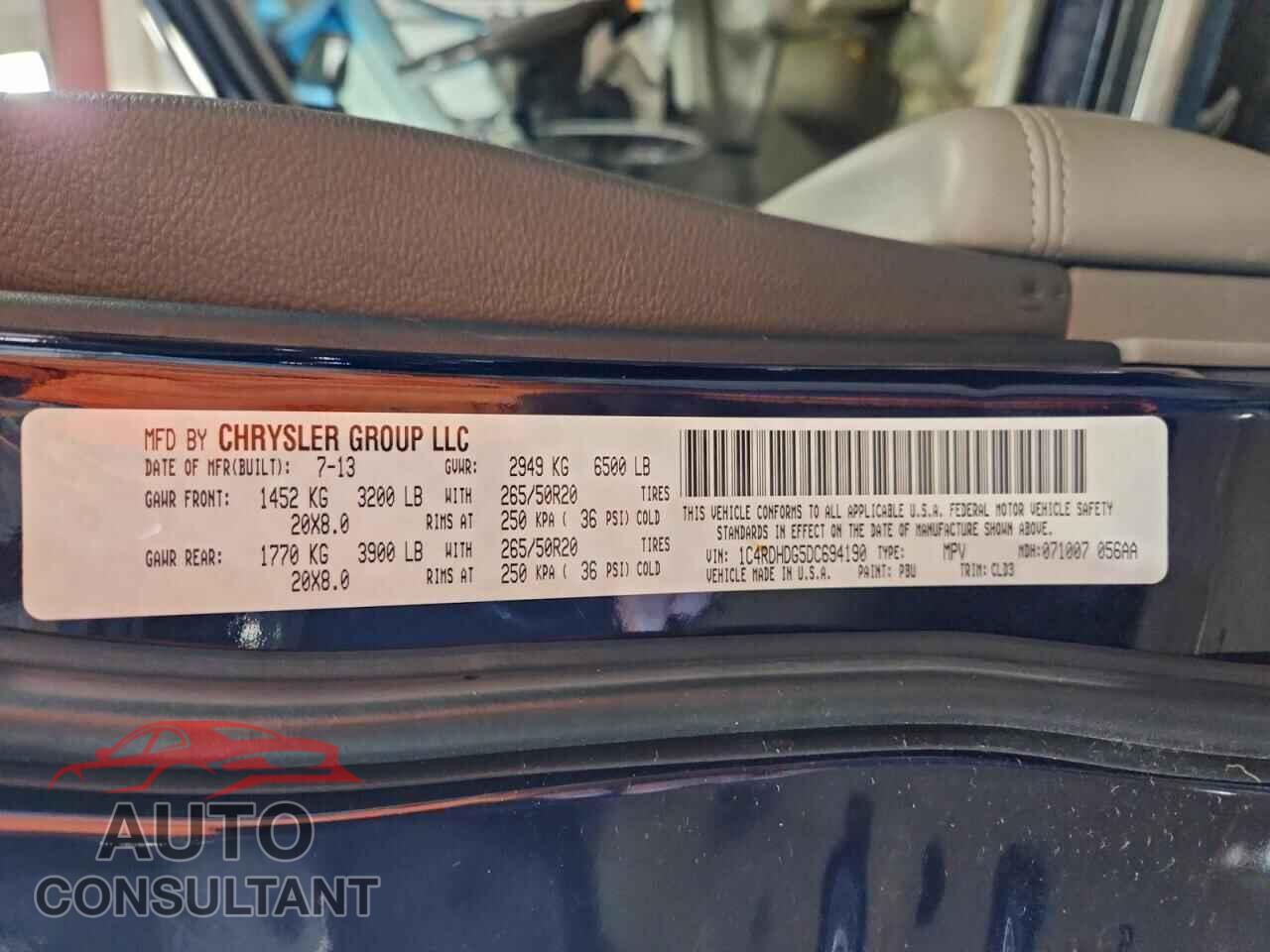 DODGE DURANGO 2013 - 1C4RDHDG5DC694190