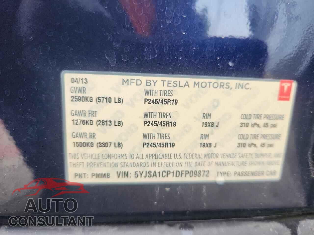 TESLA MODEL S 2013 - 5YJSA1CP1DFP09872