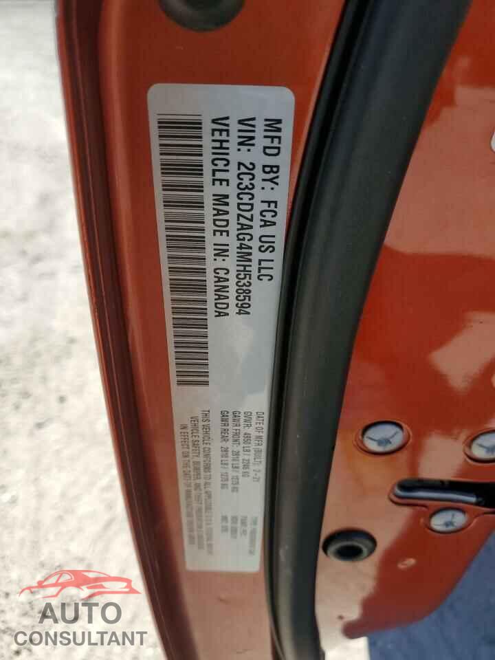 DODGE CHALLENGER 2021 - 2C3CDZAG4MH538594