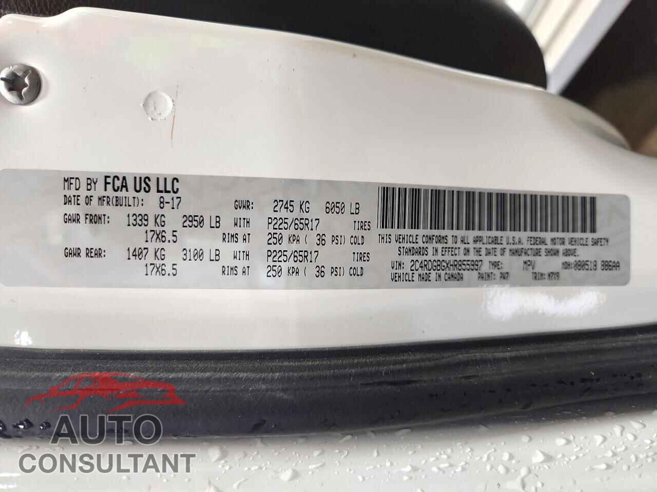 DODGE CARAVAN 2017 - 2C4RDGBGXHR855997