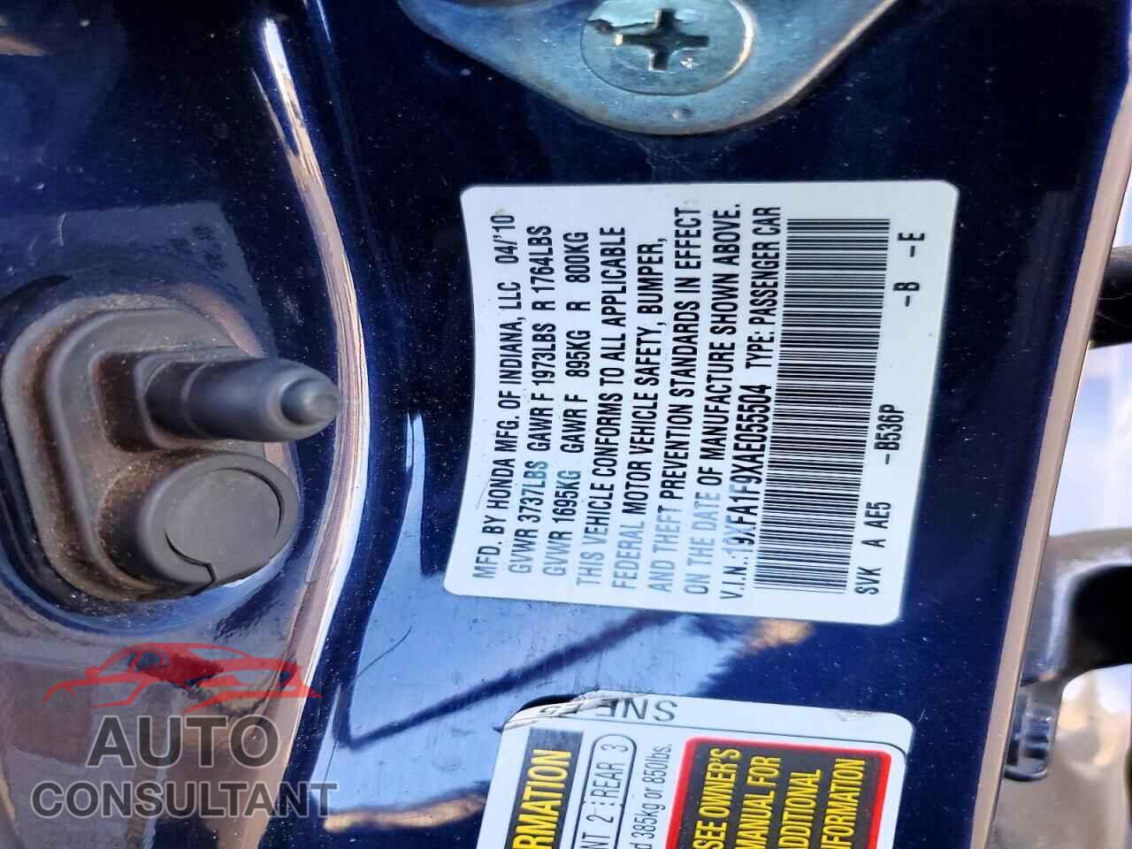 HONDA CIVIC 2010 - 19XFA1F9XAE055504
